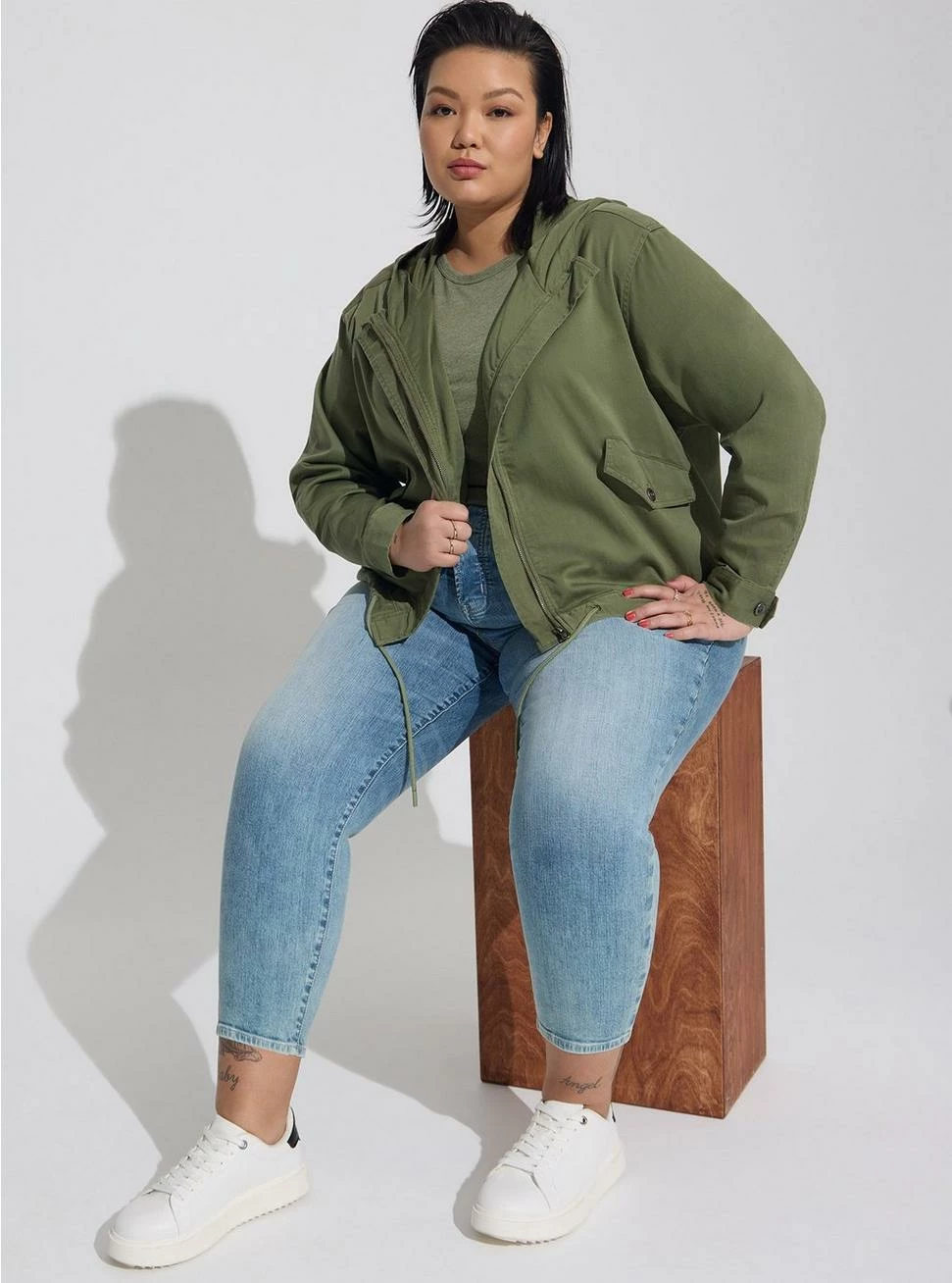 TORRID Rayon Twill Cropped Utility Jacket