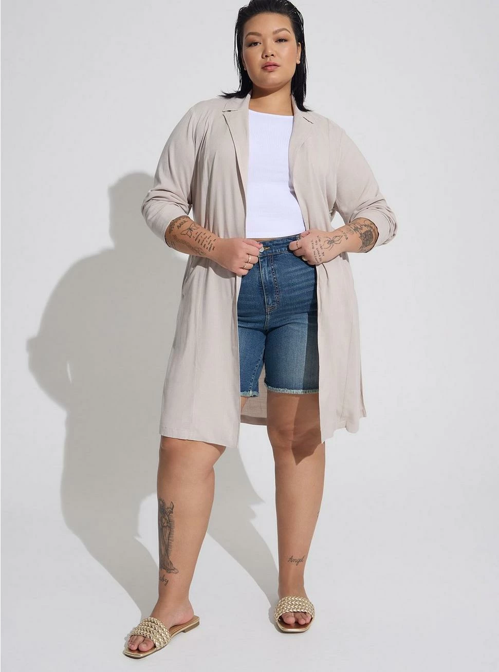 TORRID Rayon Slub Drape Trench - Image 2