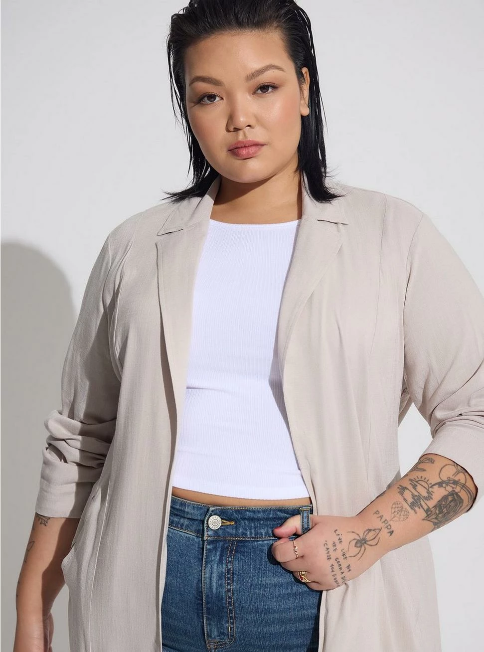 TORRID Rayon Slub Drape Trench - Image 4