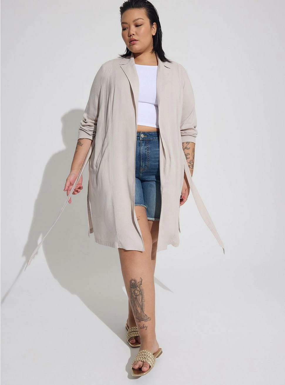 TORRID Rayon Slub Drape Trench