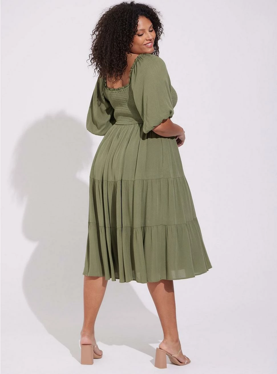 TORRID Midi Gauze Off The Shoulder Tiered Dress - Image 3