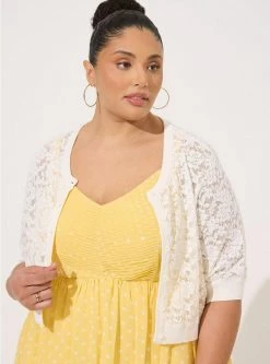 TORRID Lace Cropped Shrug Button Front Sweater