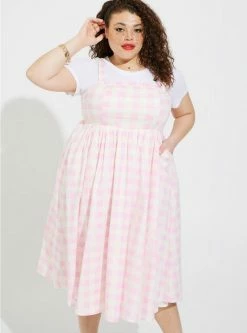Retro Chic Midi Poplin Tank Skater Dress