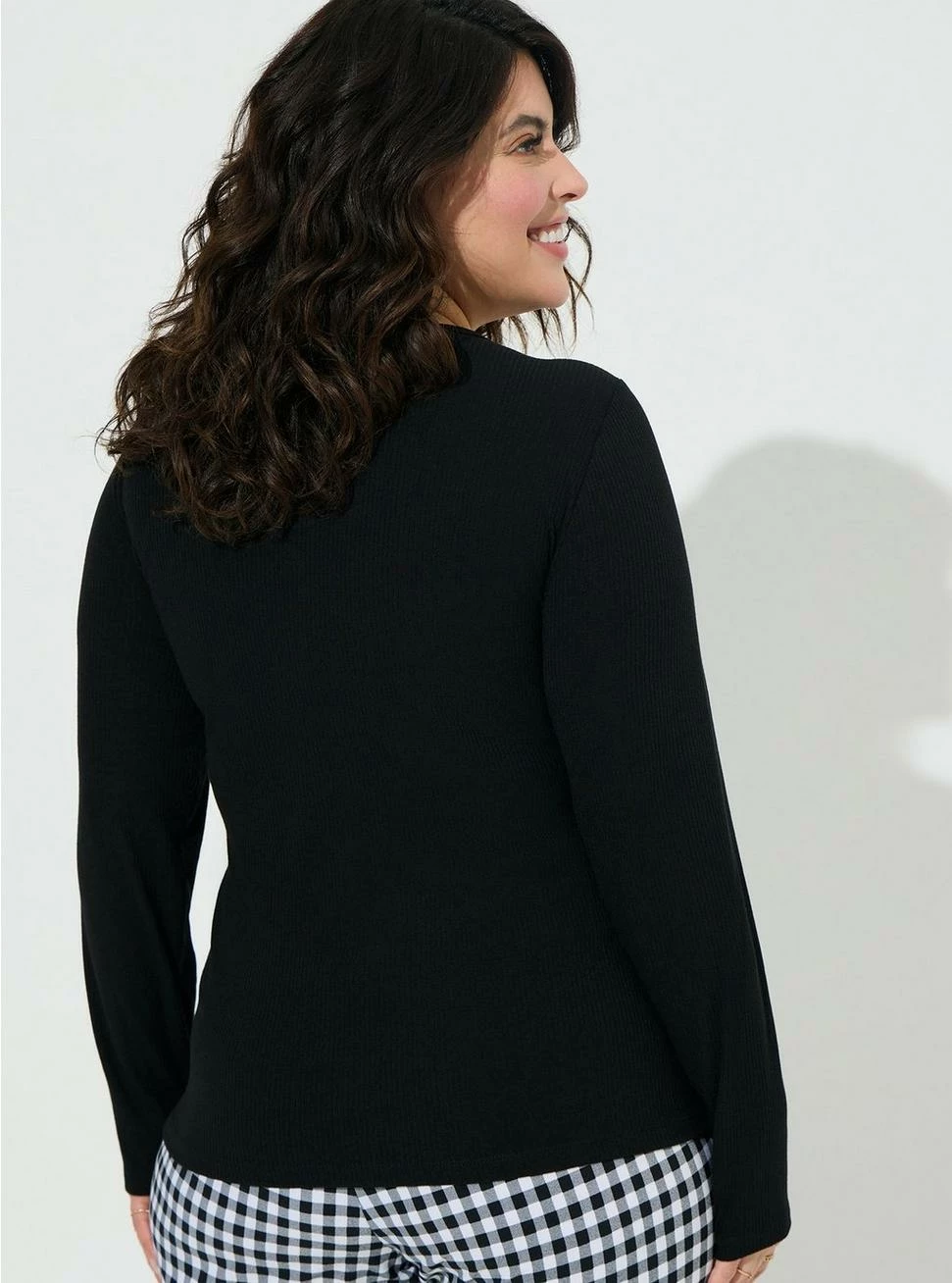 Null Super Soft Rib Scoop Neck Long Sleeve Top - Image 3